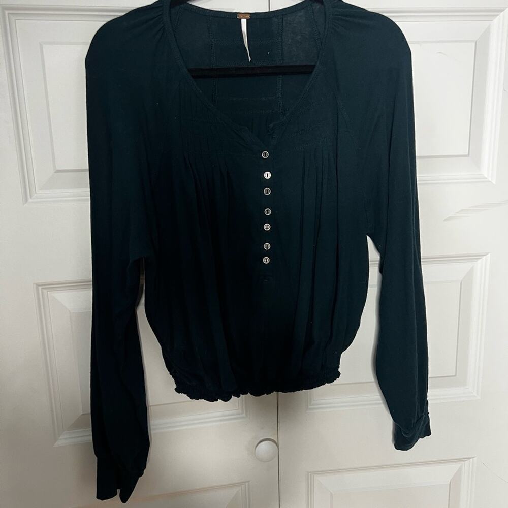 Free People Emerald Button Down Top